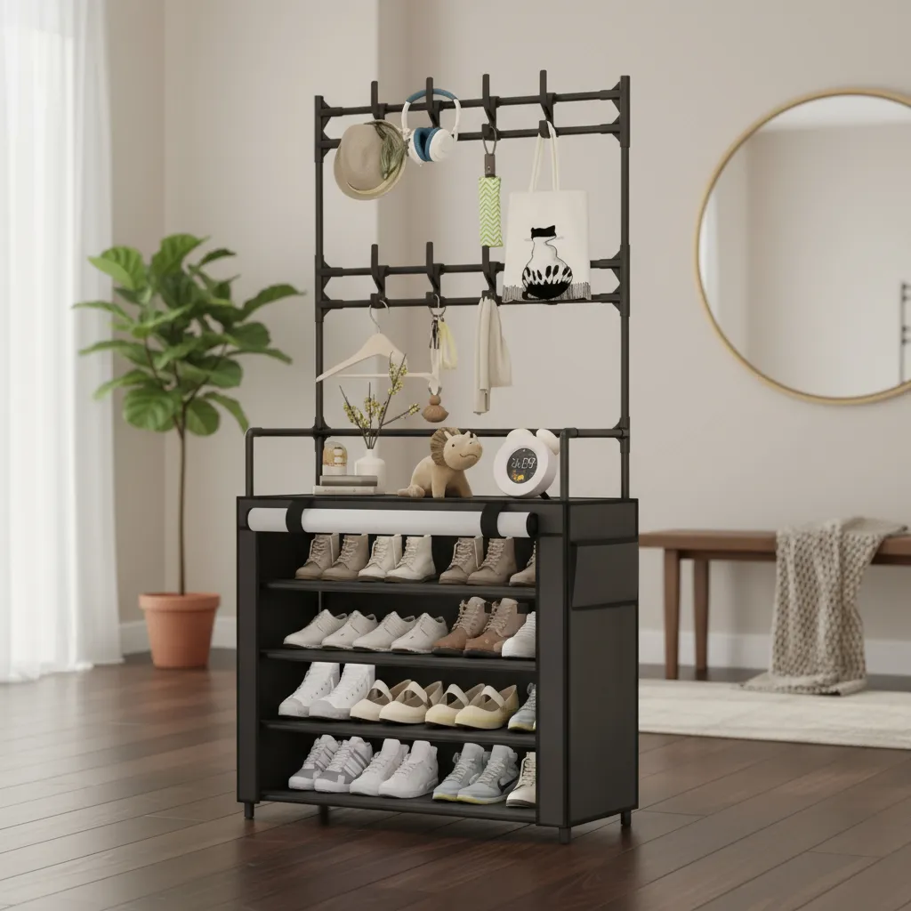 Zapatero Perchero De Tela 4 Niveles